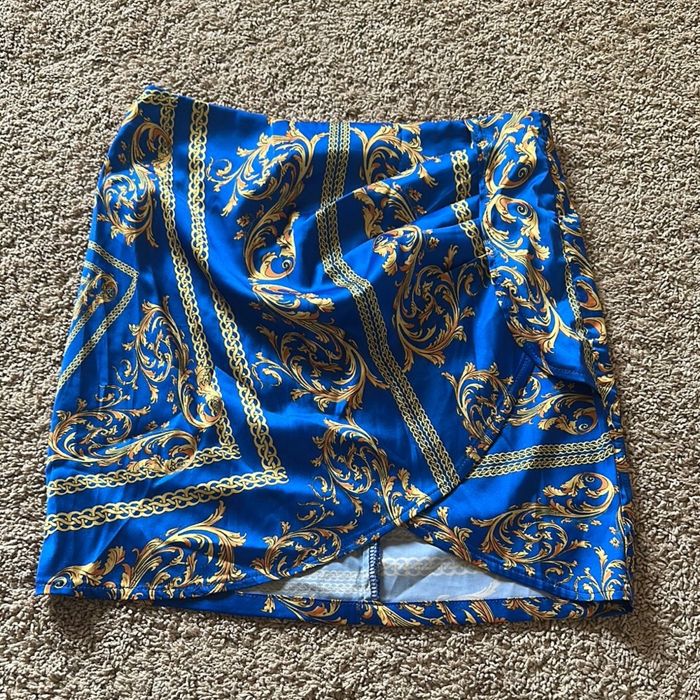 AKIRA Blue and Gold Mini Skirt